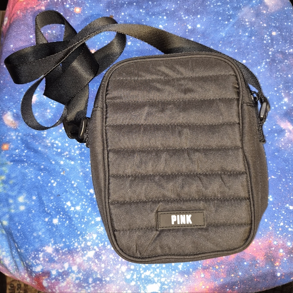 PINK Victoria's Secret Quilted Black Messenger Bag